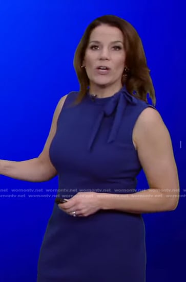 Heather’s blue tie neck sleeveless dress on Good Morning America