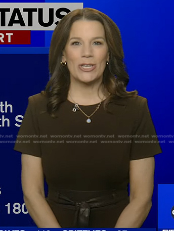 Heather’s brown leather belt dress on Good Morning America