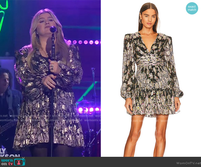 Hemant and Nandita Kari V Neck Mini Dress worn by Kelly Clarkson on The Kelly Clarkson Show