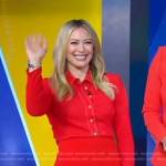 Hilary Duff’s red shirt and skirt on Good Morning America
