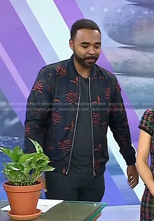 Hilton Carter’s navy floral bomber jacket on Today