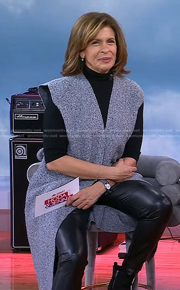 Hoda’s grey sleeveless wrap jacket on Today