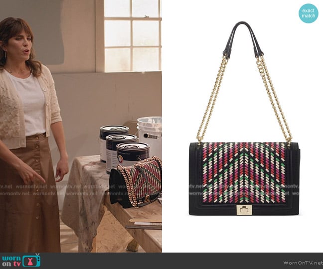 INC International Concepts Ajae Reg Weave Crossbody worn by Marina (Karla Souza) on Home Economics