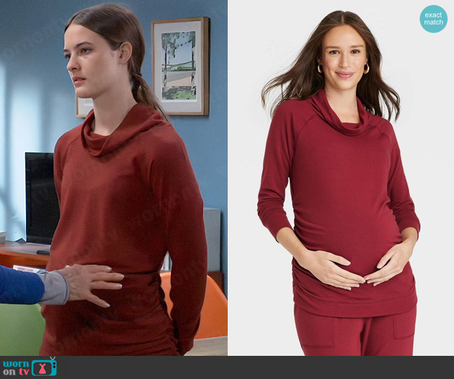 Ingrid & Isabel Pullover Maternity Sweatshirt worn by Nelle Benson (Chloe Lanier) on General Hospital