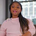Isha Sesay’s pink embellished button sweater on Today
