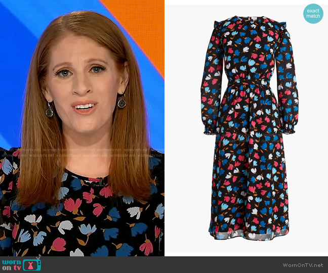 J. Crew Crinkle Ruffle Tiered Midi Dress worn by Karen Travers on Good Morning America