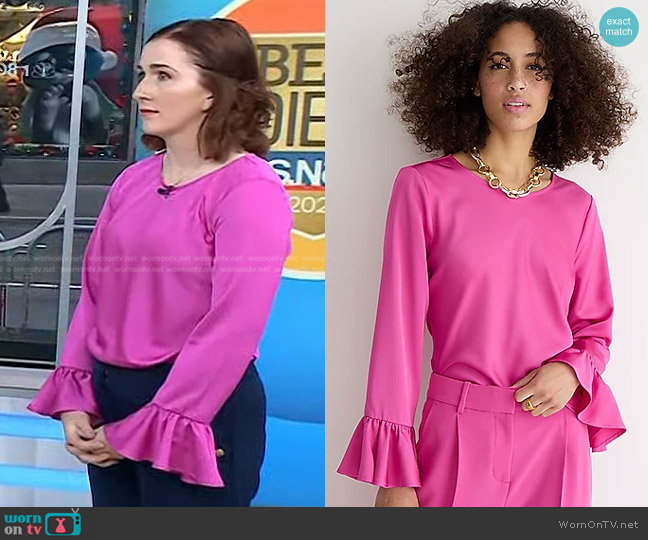 J. Crew Tall Winter Garden Top in Soft Azalea worn by Devon Thorsby on Today