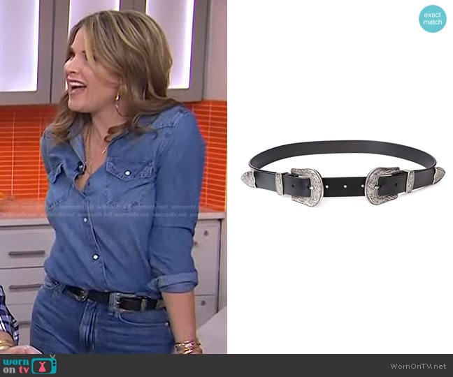 Jasgood Vintage Western Design Black Waist Belt worn by Jenna Bush Hager on Today