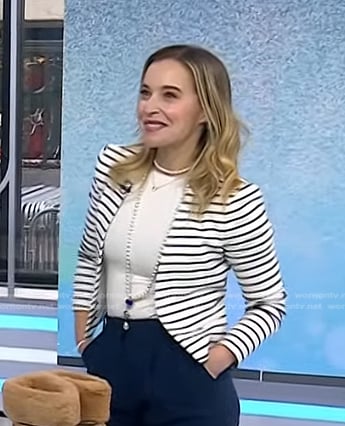 Jenn Falik’s white striped jacket on Today