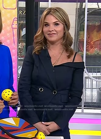 Jenna’s navy one off-shoulder blazer on Today