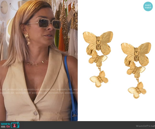 Jennifer Behr Avah butterfly earrings worn by Robyn Dixon on The Real Housewives of Potomac
