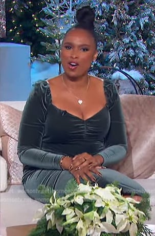 Jennifer’s velvet sweetheart dress on The Jennifer Hudson Show