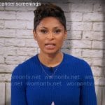 Jericka Duncan’s blue ribbed knit dress on CBS Mornings