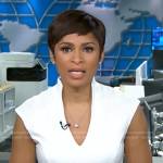 Jericka’s white v-neck dress on CBS Evening News
