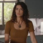Jess brown scoop neck knit sweater on National Treasure: Edge of History