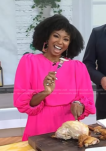 Jocelyn Delk Adams’s pink puff sleeve dress on Today