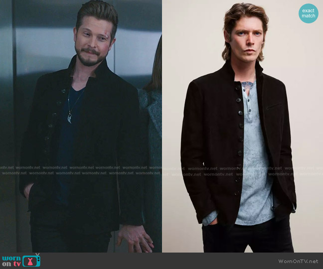 John Varvatos Woodward Multibutton Jacket worn by Conrad Hawkins (Matt Czuchry) on The Resident