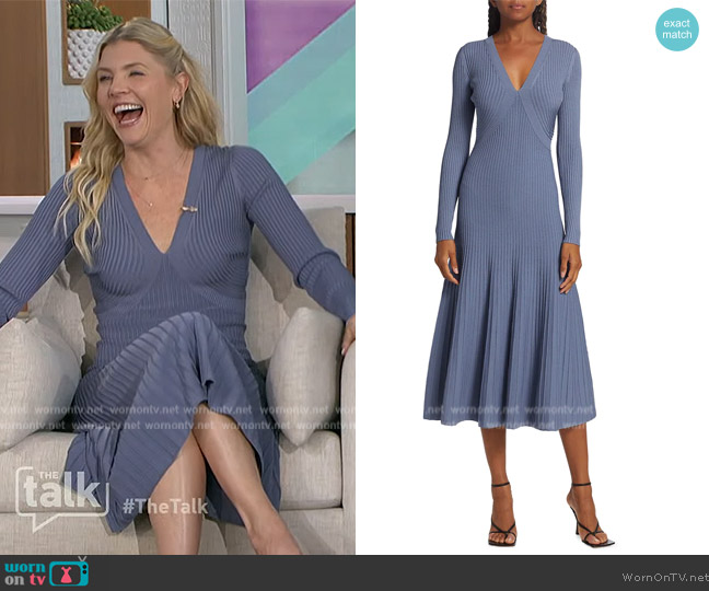 Jonathan Simkhai Melba Compact-Ribbed Midi-Dress worn by Amanda Kloots on The Talk