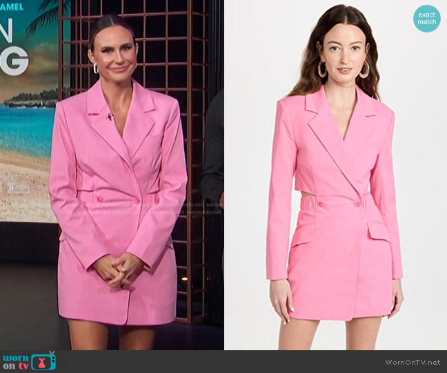 Jonathan Simkhai Kylo Cut Out Tech Blazer Mini Dress in Taffy worn by Keltie Knight on E! News