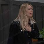 Josslyn’s long black denim coat on General Hospital