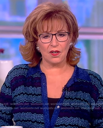 Joy’s blue knit metallic shirt on The View