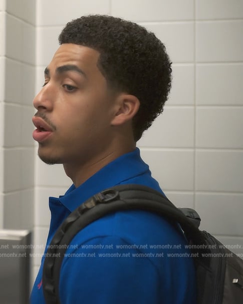 Junior’s blue polo on Grown-ish