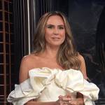 Keltie Knight’s white ruffle strapless dress on E! News