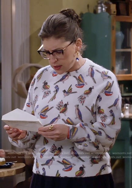 Kat’s bird print sweater on Call Me Kat