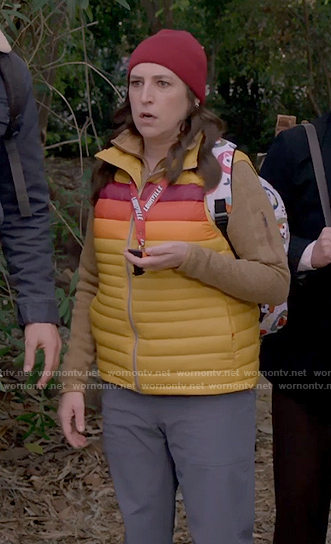Kat’s yellow striped vest on Call Me Kat