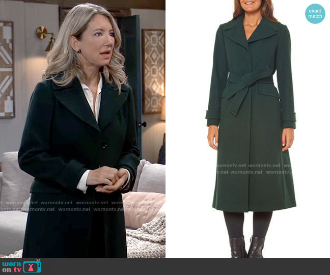 Kate Spade Belted Wool Coat worn by Nina Reeves (Cynthia Watros) on General Hospital