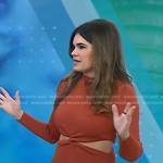 Kathy Buccio’s brown cutout knit dress on Today