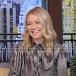 Kelly’s printed tie neck blouse on Live with Kelly and Ryan