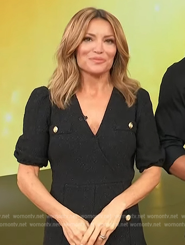 Kit’s black v-neck button dress on Access Hollywood