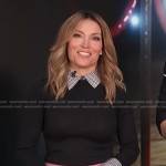 Kit’s black contrast collared sweater and skirt on Access Hollywood