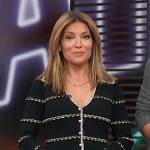Kit’s black textured stripe cardigan on Access Hollywood