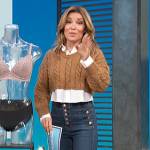 Kit’s brown cable knit layered sweater on Access Hollywood