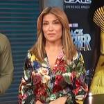 Kit’s floral print tie cuff blouse on Access Hollywood