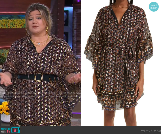 Kobi Halperin Reese Floral Split Neck Dress worn by Kelly Clarkson on The Kelly Clarkson Show