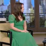 Lacey Chaberts’ green lace midi dress on Live with Kelly and Ryan