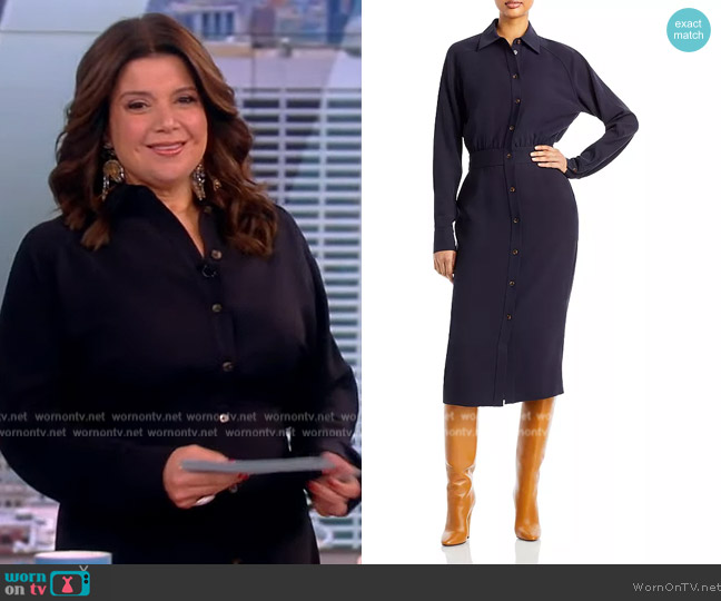 Lafayette 148 New York Long Sleeve Crepe Shirtdress worn by Ana Navarro on The View