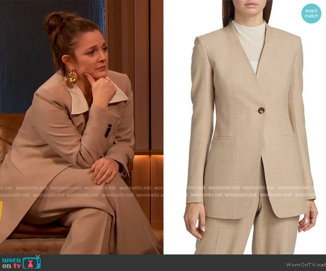 Lafayette 148 Single-Button Wool Blazer worn by Drew Barrymore on The Drew Barrymore Show