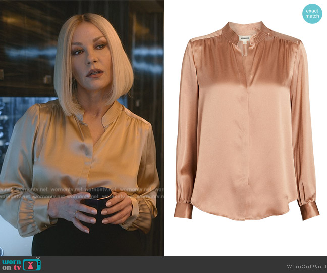 L'Agence Bianca Silk Charmeuse Blouse worn by Billie Pearce (Catherine Zeta-Jones) on National Treasure: Edge of History