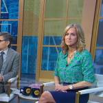 Lara’s green printed blouse and green pumps on Good Morning America