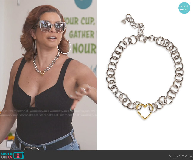 Lele Sadoughi Sweetheart Chunky Chain Necklace worn by Robyn Dixon on The Real Housewives of Potomac