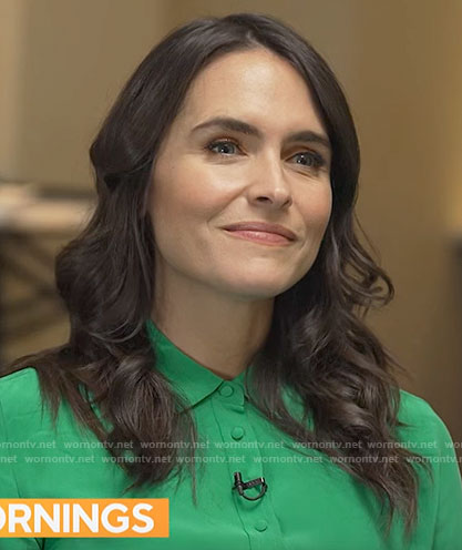 Lilia Luciano’s green button down shirt on CBS Mornings
