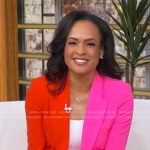 Linsey Davis’s red and pink two-tone blazer on Good Morning America