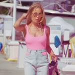 Lisa’s pink bodysuit and cutout denim jeans on The Real Housewives of Miami