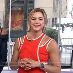 Liz Plosser’s red ribbed contrast trim dress on Today