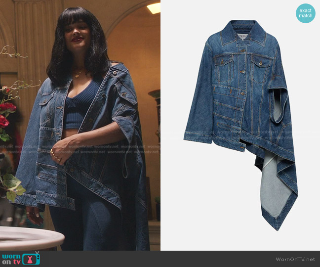 Loewe Asymmetric Denim Jacket worn by Julien Calloway (Jordan Alexander) on Gossip Girl