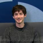 Logan Lerman’s grey windowpane check sweater on Today
